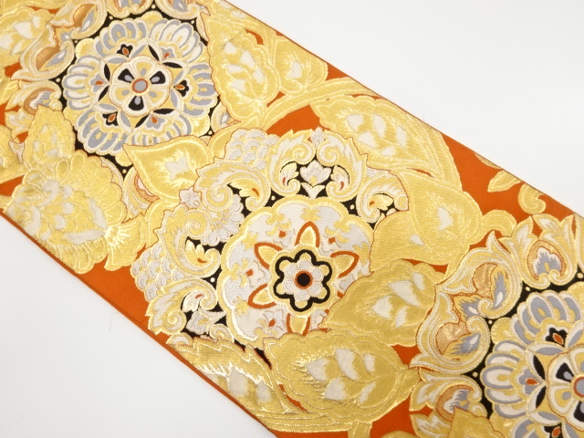 JAPANESE KIMONO / ANTIQUE FUKURO OBI / SILK / WOVEN FLORAL SARASA